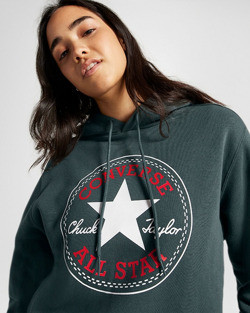 Converse Converse Go-To All Star Patch Standard-Fit Fleece Pullover Hoodie Groen | 469378WIF