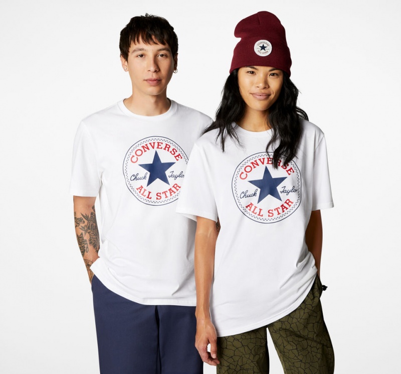 Converse Converse Go-To All Star Patch Standard-Fit T-Shirt Wit | 182036XRM