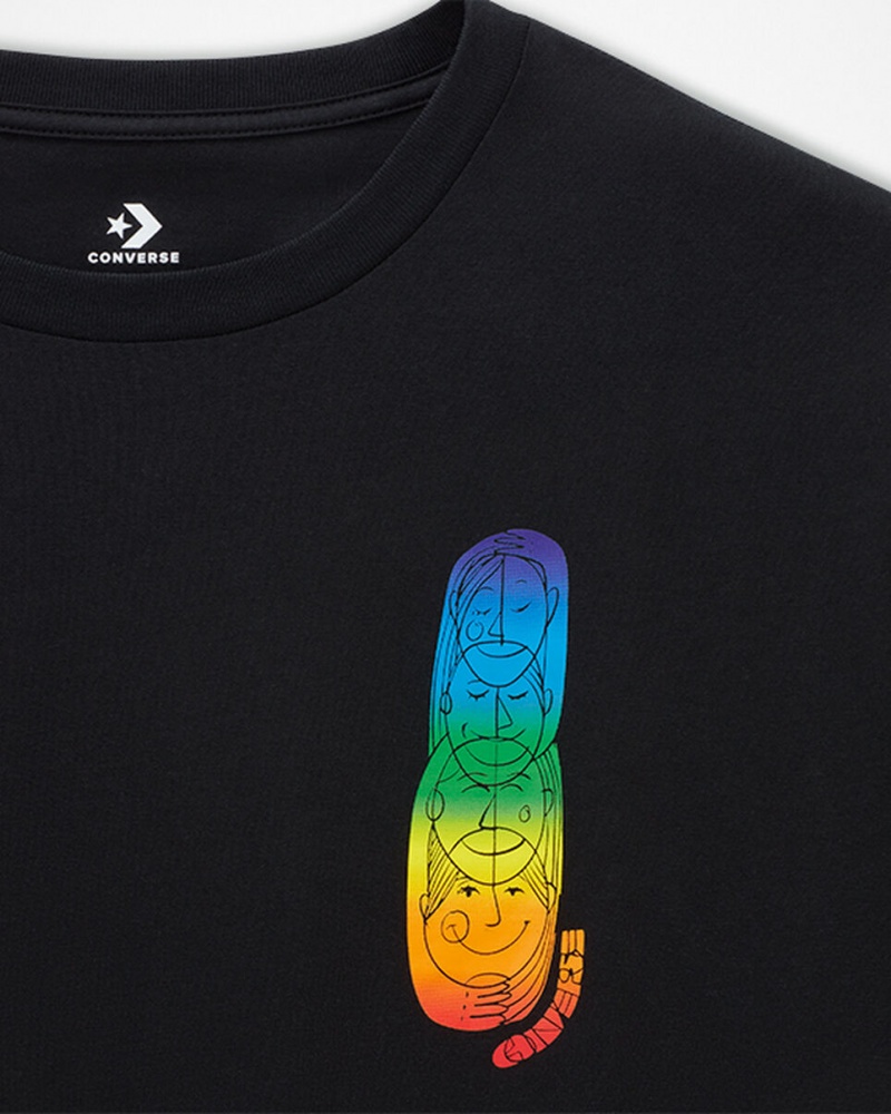 Converse Converse Go-To All Star Pride Deconstructed Grafische T-Shirt Zwart | 245831TRK