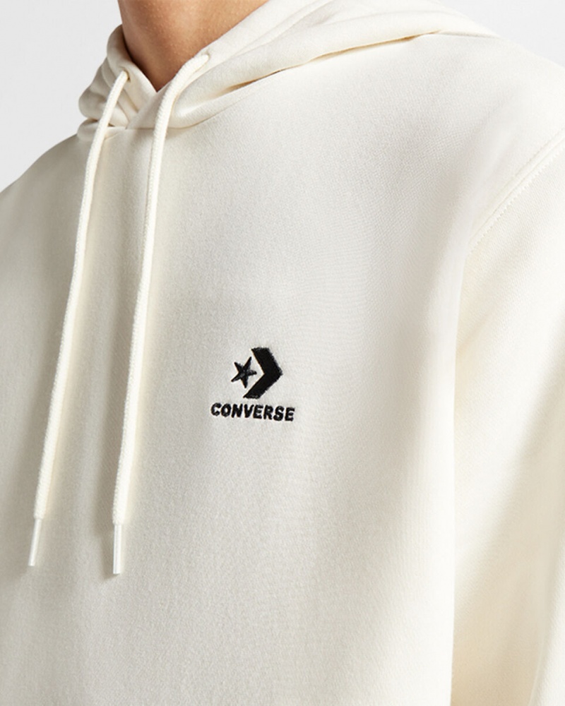 Converse Converse Go-To Embroidered Star Chevron Standard-Fit Fleece Hoodie Egret | 462175TUZ