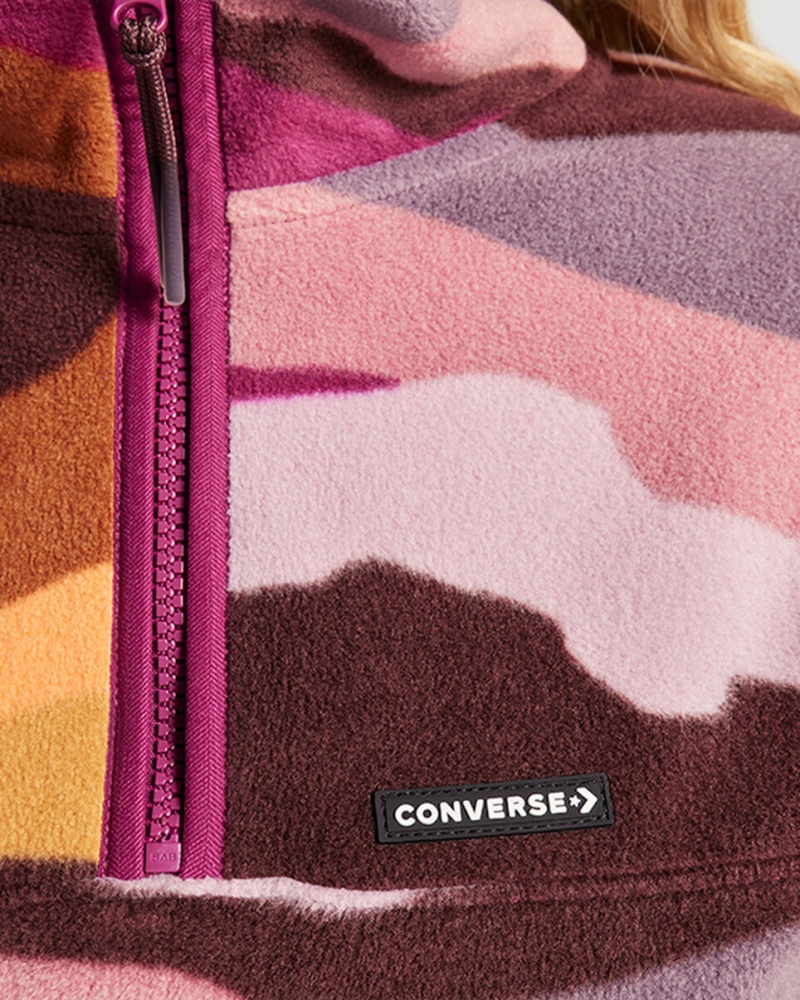 Converse Counter Climate Polar Fleece Abstract Half-Zip Popover Phantom Violet Multi | 356042DMR