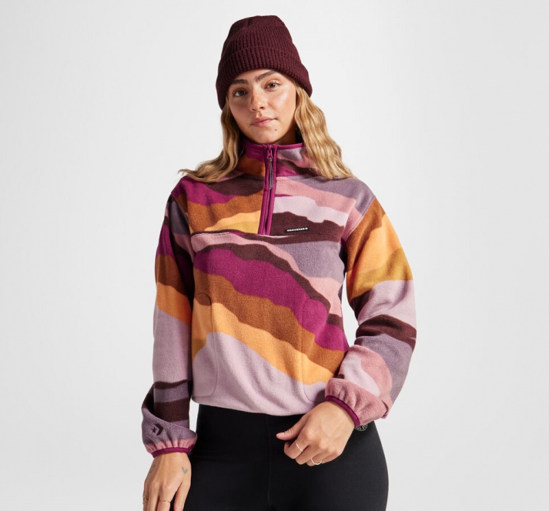 Converse Counter Climate Polar Fleece Abstract Half-Zip Popover Phantom Violet Multi | 356042DMR