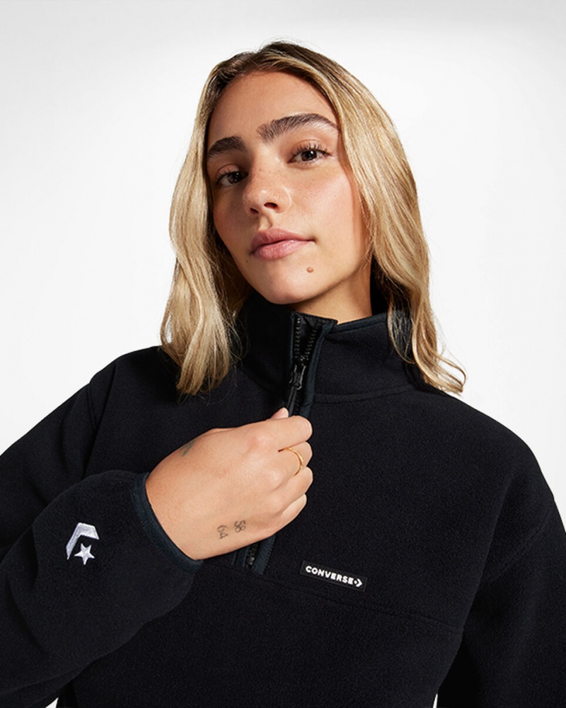 Converse Counter Climate Polar Fleece Half-Zip Popover Zwart | 034952HBU