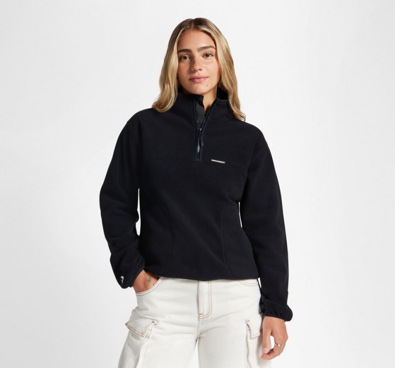 Converse Counter Climate Polar Fleece Half-Zip Popover Zwart | 965720TQD