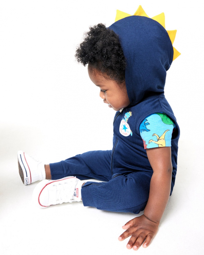 Converse Dino Explorer Met Capuchon Coverall & Bodysuit Set Donkerblauw | 782954WUH