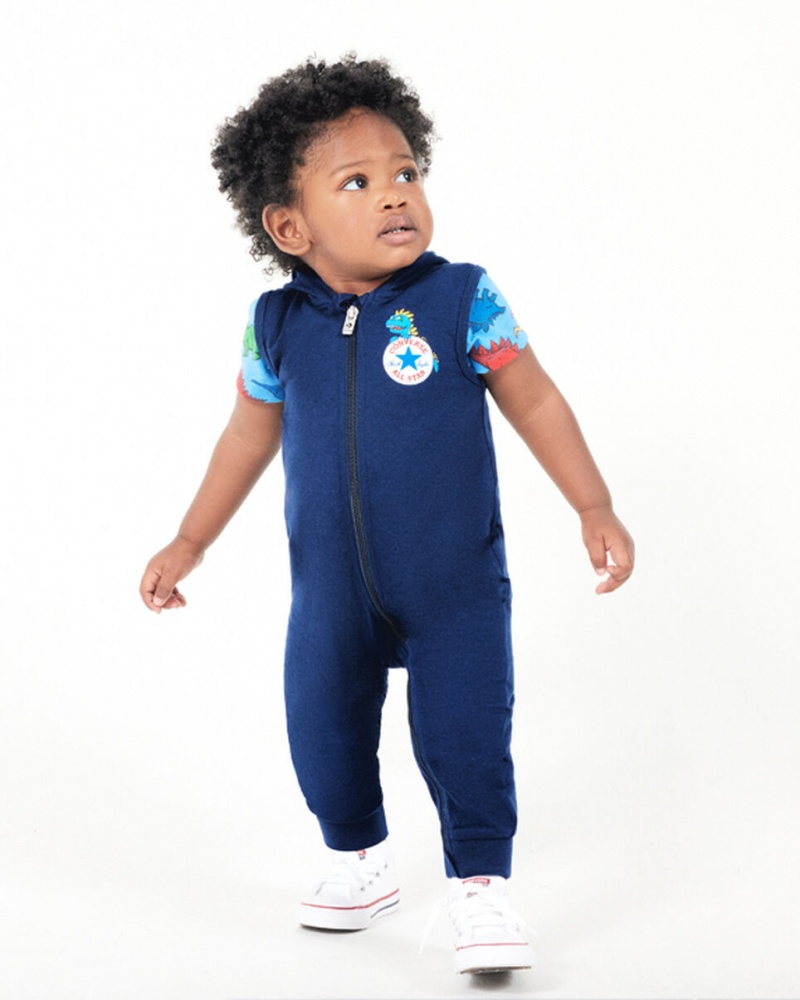 Converse Dino Explorer Met Capuchon Coverall & Bodysuit Set Donkerblauw | 782954WUH