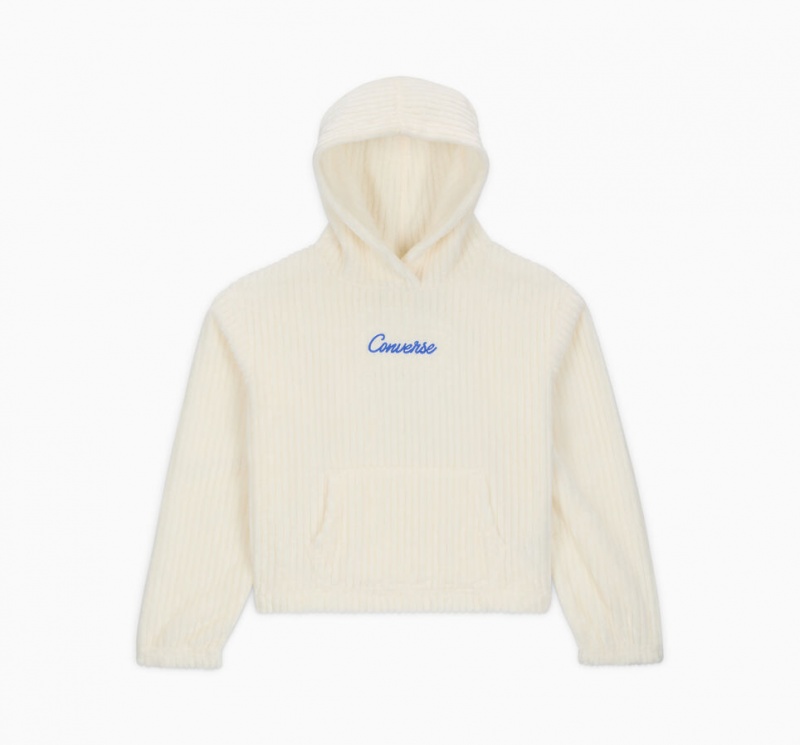 Converse Geribbeld Sherpa Fleece Hoodie Egret | 805312HDT