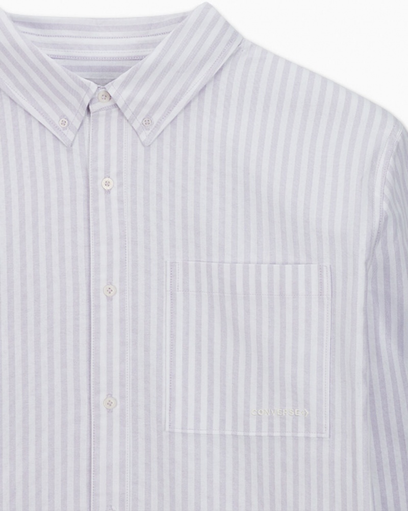 Converse Gestreept Oxford Button-Up Shirt Vapor Violet Stripe | 746308RSJ