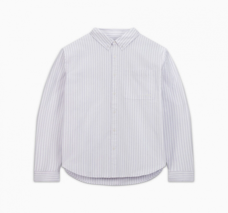 Converse Gestreept Oxford Button-Up Shirt Vapor Violet Stripe | 746308RSJ