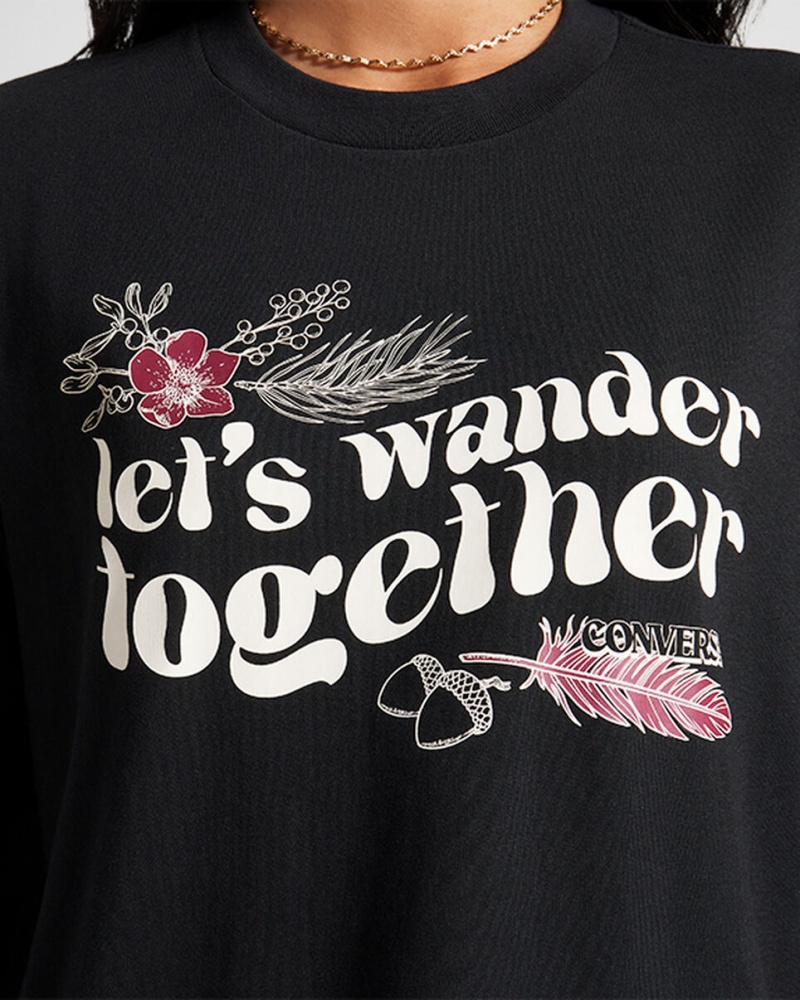 Converse Let's Wander Together Long Sleeve T-Shirt Zwart | 726938WLB