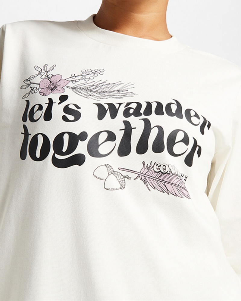 Converse Let's Wander Together Long Sleeve T-Shirt Egret | 210697FRU