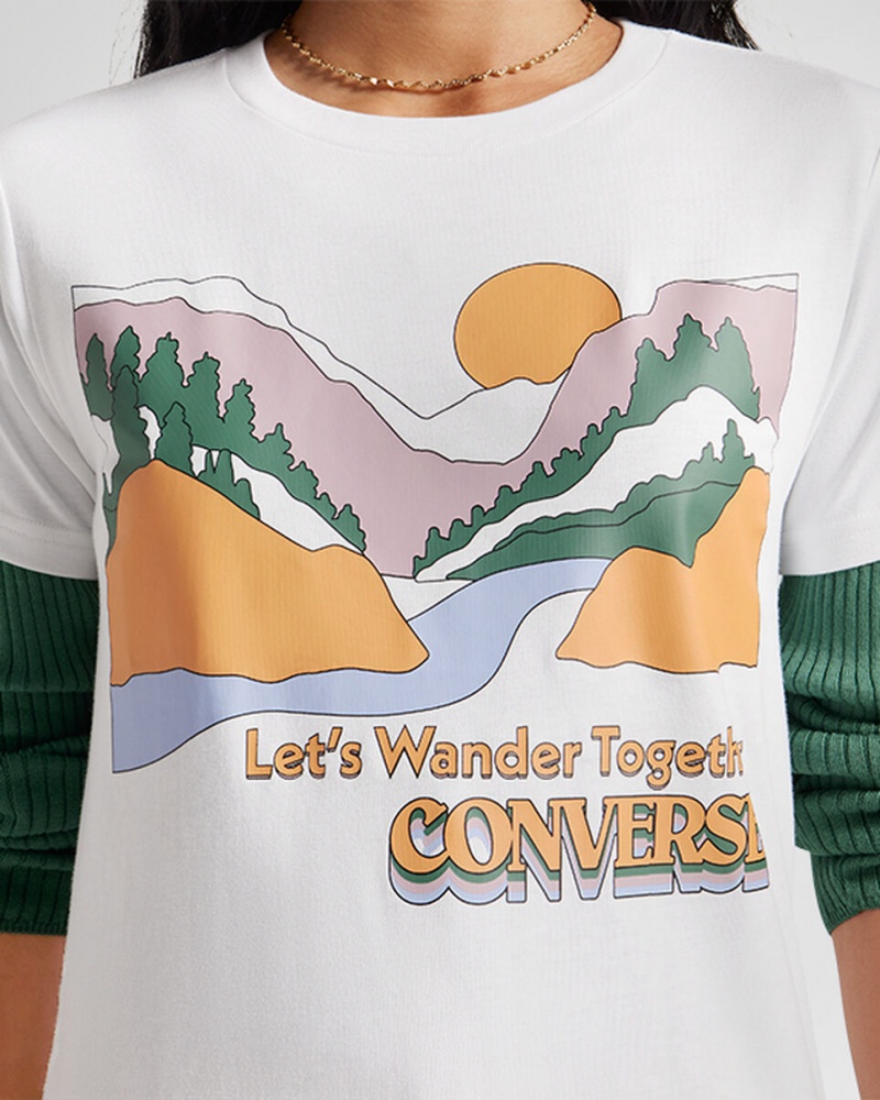 Converse Outdoor Art T-Shirt Wit | 563428IFZ