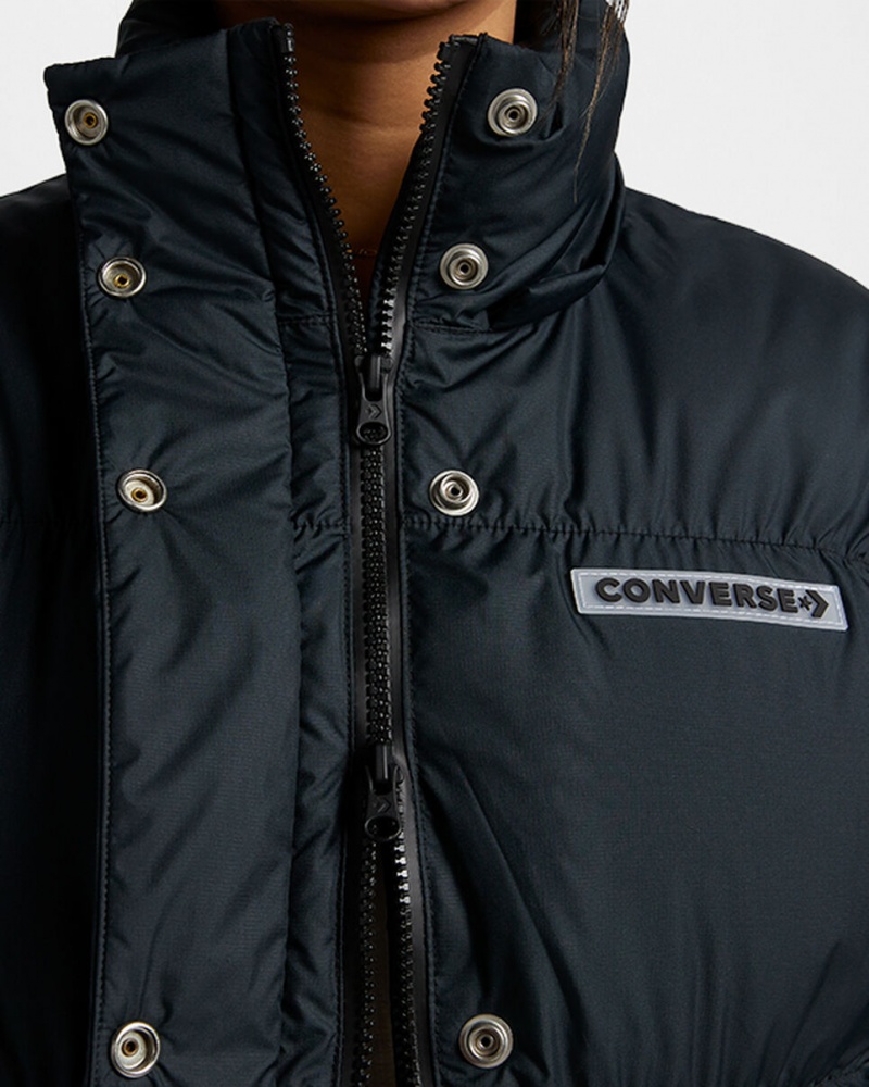 Converse Oversized Super Puffer Jacket Zwart | 789124AXO