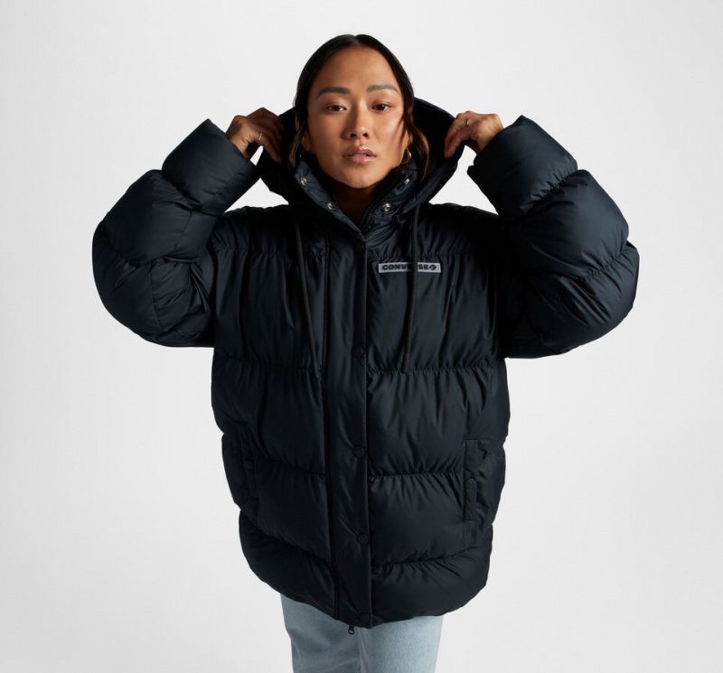 Converse Oversized Super Puffer Jacket Zwart | 789124AXO