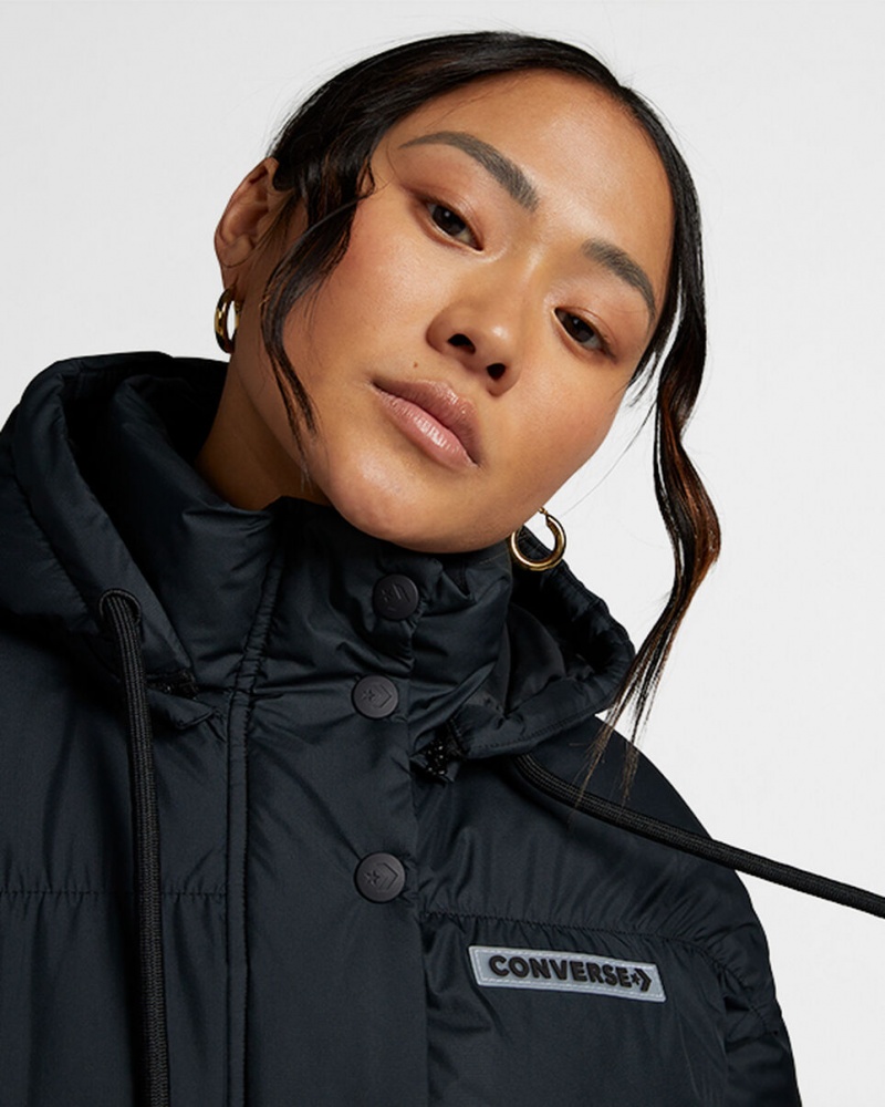 Converse Oversized Super Puffer Jacket Zwart | 984273BWX