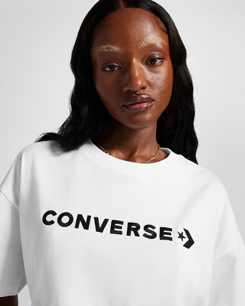 Converse Oversized Wordmark T-Shirt Wit | 973618VAG