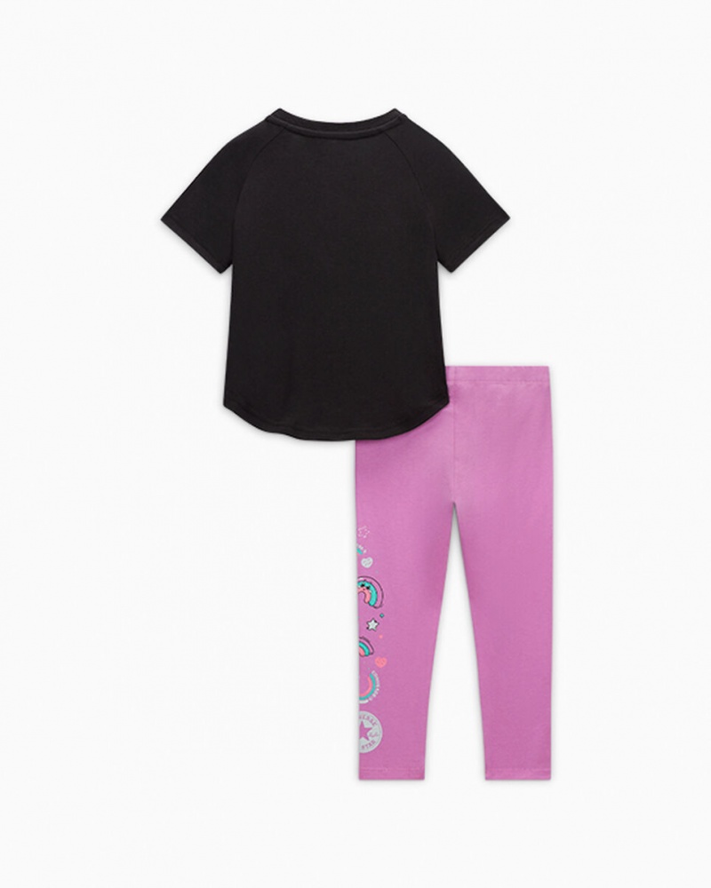 Converse Rainbow Floral T-Shirt & Leggings Set Grape Fizz | 687213ELR