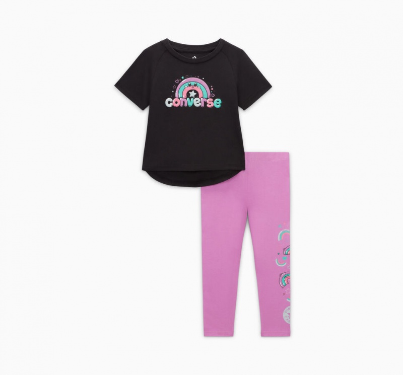 Converse Rainbow Floral T-Shirt & Leggings Set Grape Fizz | 687213ELR