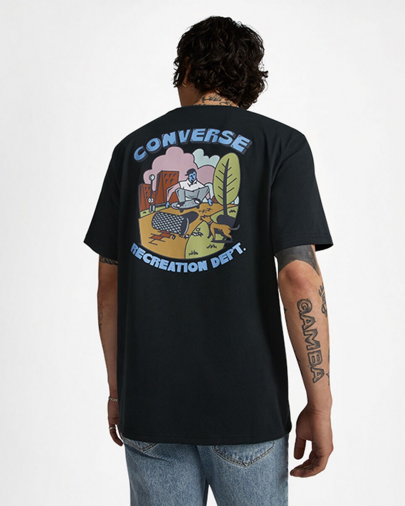 Converse Recreation Department Grafische T-Shirt Zwart | 403691KAL