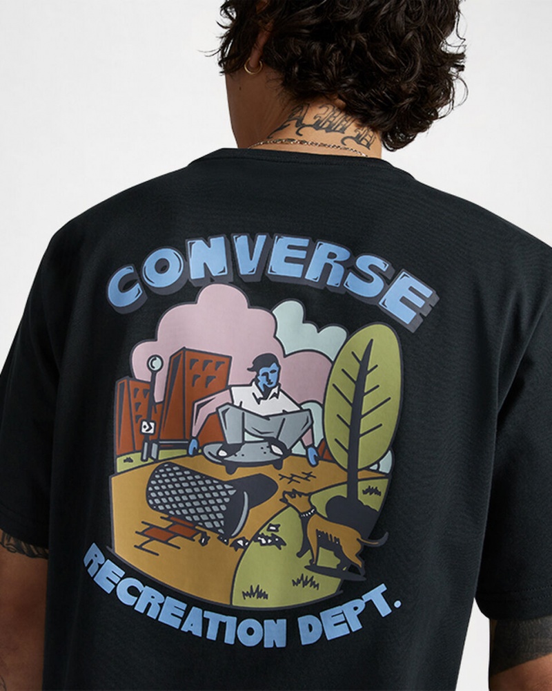 Converse Recreation Department Grafische T-Shirt Zwart | 403691KAL