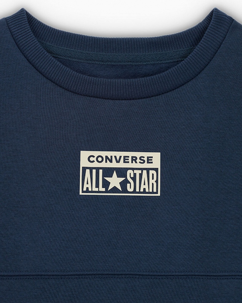 Converse Relaxed Fleece Crew Donkerblauw | 204367AUE