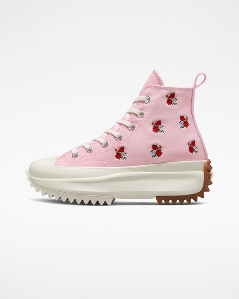 Converse Run Star Hike Platform Embroidered Floral Roze Rood | 167495KCN