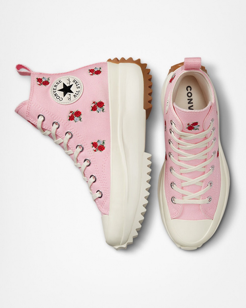 Converse Run Star Hike Platform Embroidered Floral Roze Rood | 167495KCN