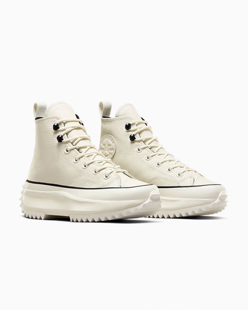 Converse Run Star Hike Platform Leren Zwart Wit | 268371HWC