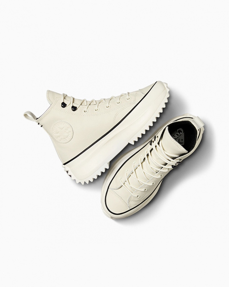 Converse Run Star Hike Platform Leren Zwart Wit | 268371HWC