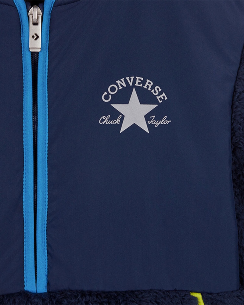 Converse Sherpa Half Zip Jacket Donkerblauw | 329457DWT