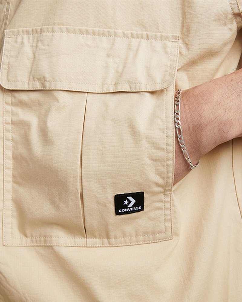 Converse Woven Cargo Shirt Oatmilk | 270438KMD