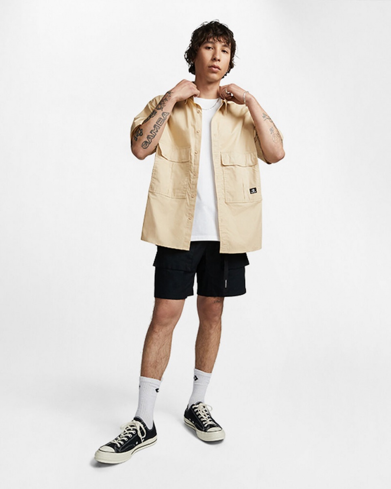 Converse Woven Cargo Shirt Oatmilk | 270438KMD