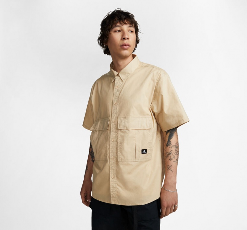 Converse Woven Cargo Shirt Oatmilk | 270438KMD